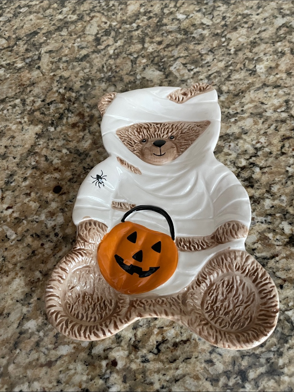 Global Desi White and Orange Mummy Bear Halloween Candy Tray